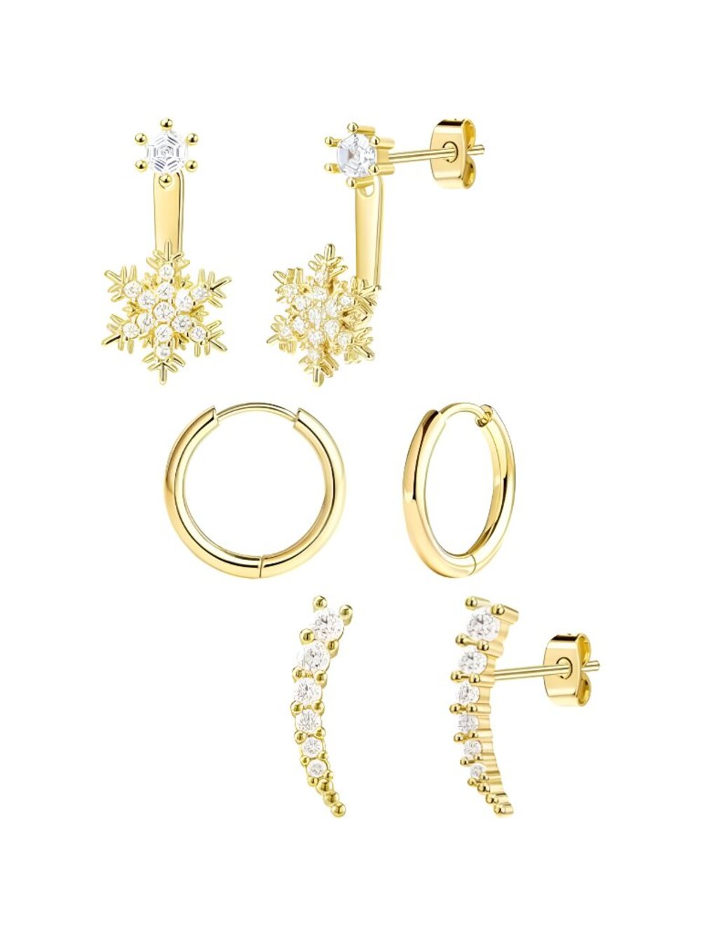 Gold Dainty Earring Set for Women, Hypoallergenic Cute Bow Earrings, Unique